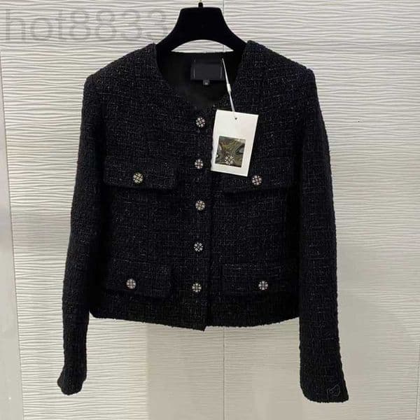 Women's Jackets Designer High-end 2023 Summer New Single Breasted Tweed Black Short Style Jacket 2M3X