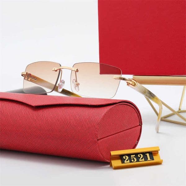 Sunglasses Luxury Designer Sunglasses Wholesale of women's frameless fade color trend pink metal 2521