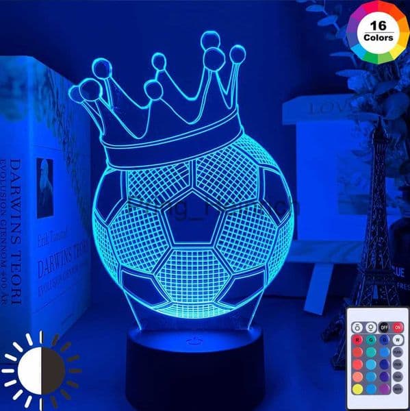 2026 New New Other Home Decor 3D Illusion Kids Night Light Football Crown 7 Colors Changing Nightlight For Child Bedroom Atmosphere Soccer R