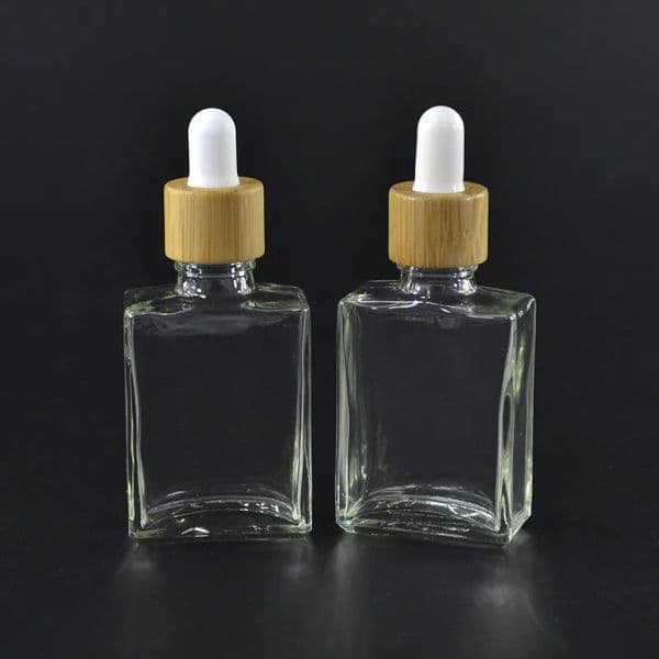 30ml Clear/Frosted Glass Dropper Bottles 30ml Clear/Frosted Glass Perfume Bottles Smoke Bottles Bamboo Cap 30ml Clear/Frosted Glass