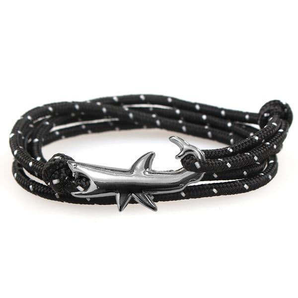 Multi-Layered Gunmetal Shark Charm Bracelet Colorful Paracord Jewelry for Gift