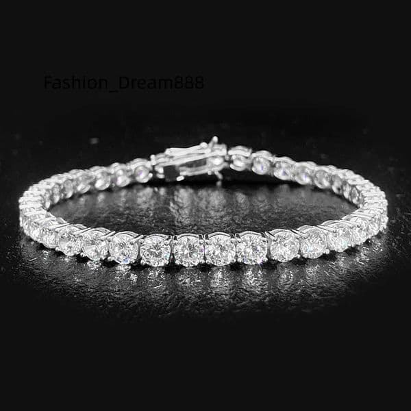 Tennis Bracelet 18K Gold S925 Sterling Silver Custom Cz Moissanite Lab Grown Diamond Tennis Hand Bracelet For Women Men