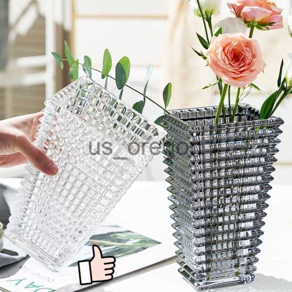 2026 New Vases Home Decorations Bright Crystal Glass Vase Dried Flowers Desktop Decoration Decorative Utensils X0630 Free Shipping