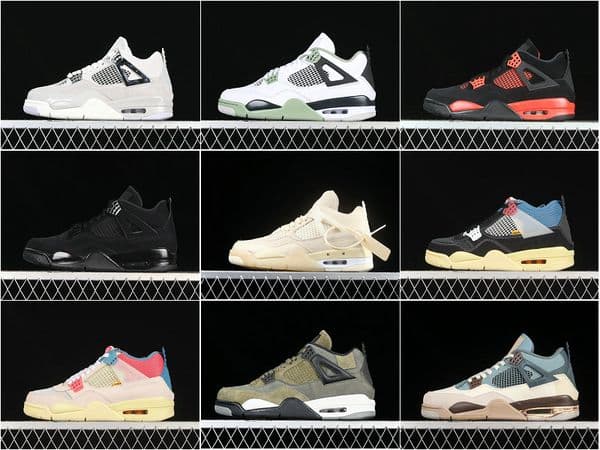 50Color ASH 4 Basketball Shoes For Men Women High OG Sail University Blue Military Black Black cat Red Thunder Bred Size 4-13