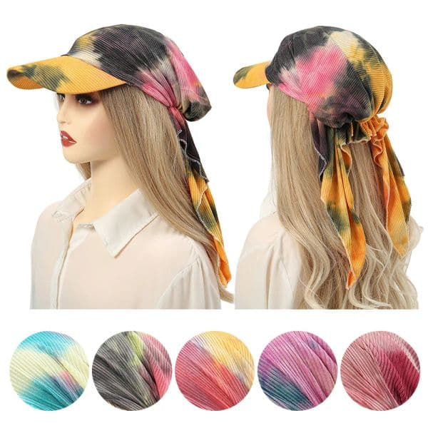 Women Hats Muslim Tie dye Hijab Baseball Cap Classic Turban Hat Fashion Headscarf Sun Hats Scarf Caps Outdoor Brim Sunshade