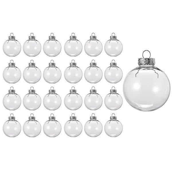 Christmas Decorations 24PCS Clear Plastic Fillable Christmas Balls 8Cm DIY Xmas Tree Ornament Decoration Arts Crafts 231006