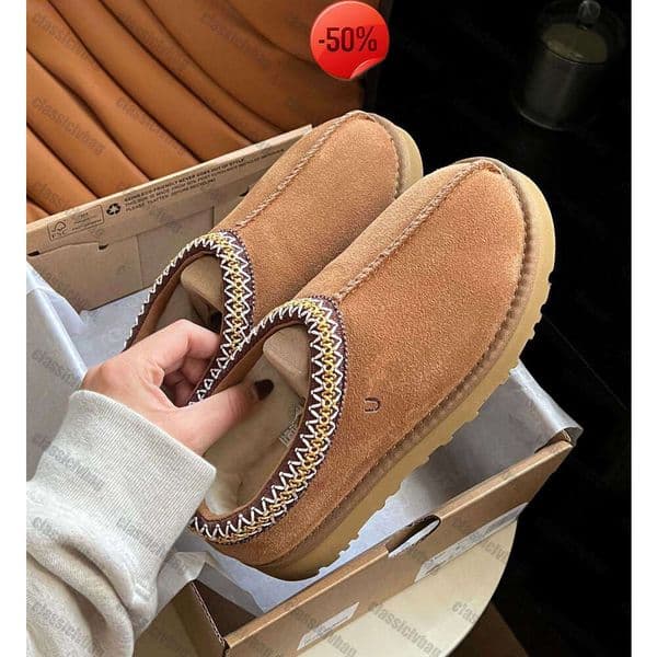 Tasman Slippers Chestnut Fur Slides Sheepskin Shearling Tazz Classic Mules Women Men Ultra Mini Platform Boot Slip-on Shoes Suede UpperQU