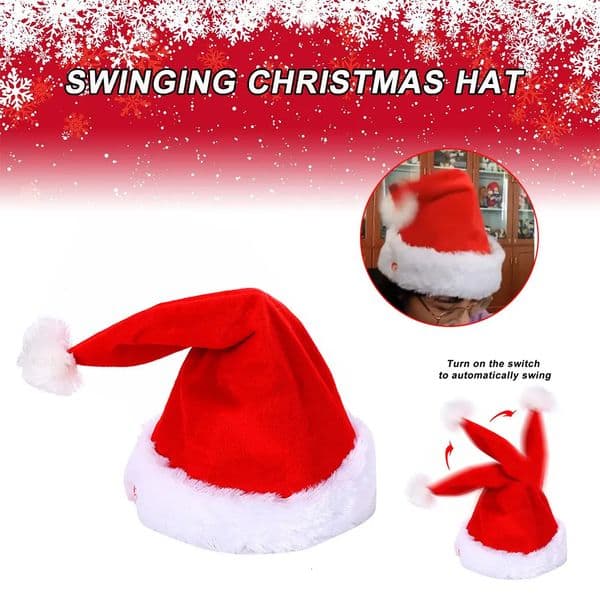 2026 Musical Dance Christmas Decorations Santa Fur Singing Dancing Moving Electric Patchwork Plush Adult Hat Winter Warm Gif Drop 231006 Free Shipping