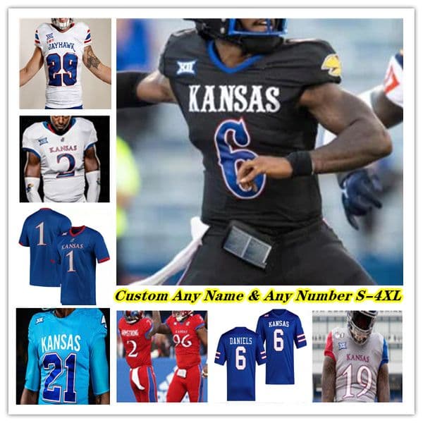 Ncaa College Kansas Jayhawks College Football Jersey Jalon Daniels Devin Neal Jason Bean Daniel Hishaw Jr Lawrence Arnold Luke Grimm Kenny Logan JB Brown Rich Miller