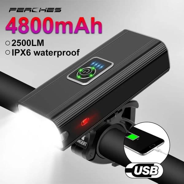 Bike Lights 3T6 LED Bicycle Light Front 4800mAh USB Rechargeable MTB Lamp 2500 Lumen Headlight Cycling Flashlight Accessories 231009