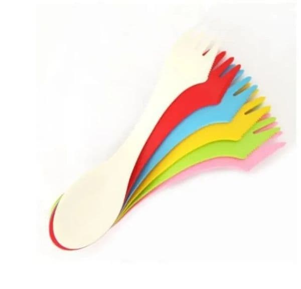 3 In 1 Plastic Flatware Spoon Fork Knife Cutlery Sets Camping Utensils Spork Dinnerware Sets Plastic Travel Gadget Flatware Tool H102