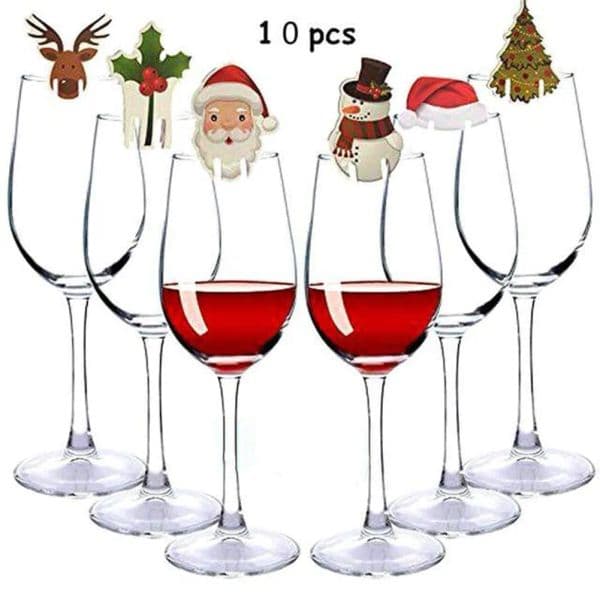 Pcs Set Cup Card Santa Claus Hat Wine Glass Decor Ornaments Christmas Decorations Navidad Noel New Year Gifts