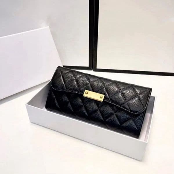 Designer wallet long credit card clip fashion wallet raw leather wallet