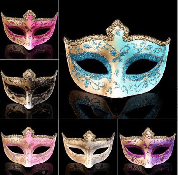 Party Masks Half Face Women Venetian Theater Makeup Ball Lace Masquerade Mask With Bells Mardi Gras Party Ball Halloween New Year Xmas Christmas Cosplay Mask Costume