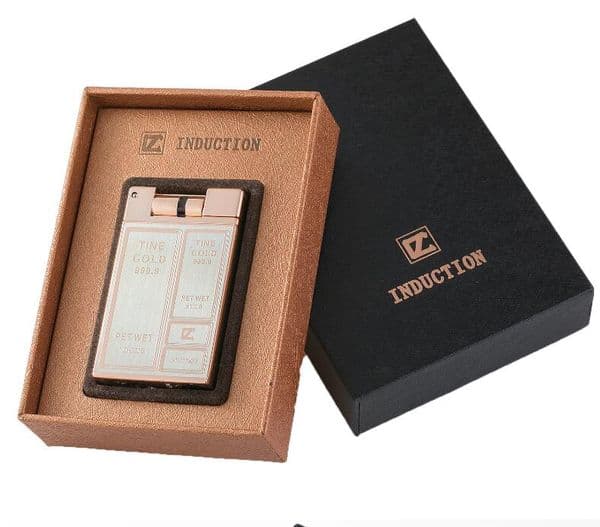 Gold Bar Brick Shaped Cigarette Windproof Lighter Ultra Thin Men Butane Metal Lighters No Gas Smoking Tool Accessories With Gift Box