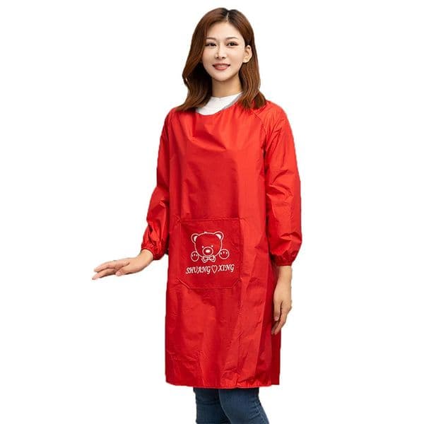 Aprons Reversible Coverall Smock Waterproof Oil Resistant Long Sleeved Aprons Printing Household Kitchen Work Men Women Thin Apron 231013