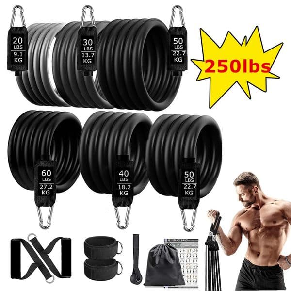 Resistance Bands 250lbs Set Fitness Workout Gym Pull Rope Yoga Latex Tube Sports Elastic Booty Exercise Equipment for Home 231110