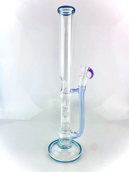 swiss perc colored with atomic stardust and purple cfl 18 inchs 18mm 2 inline percs a bowl as a gift