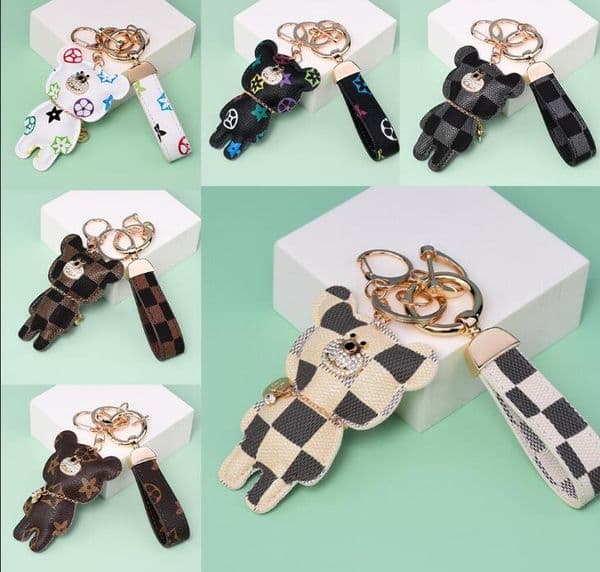 Fashion Keychain Cute Mouse Print Pattern Pendant PU Leather Keychains Car Bag Acssories KeyRing Lanyard Key Wallet Chain Rope Chain Z260514