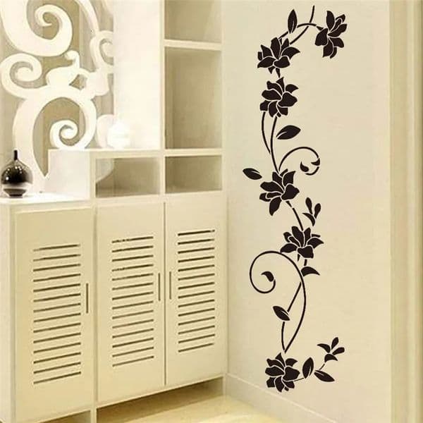 Wall Stickers Black Flower Vine Refrigerator Window Cupboard Home Decorations Diy Decals Art Mural Posters Decor 231019