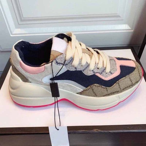 Thick soled Casual shoes women Travel leather lace-up sneaker 100% cowhide fashion lady Flat designer Running Trainers Letters platform men gym sneakers size