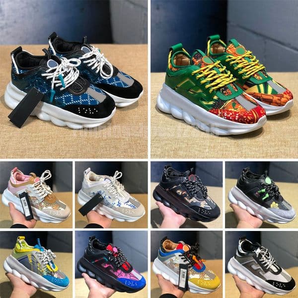 2023Top Italy Chain Reaction Shoes Casual Shoe Sneakers Height reflective triple black white multi-color suede Womens Mens Fashion Luxury Designer Trainers