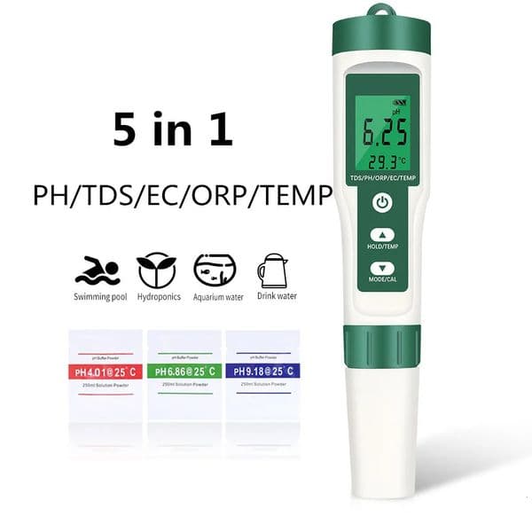 PH Meters 5 in 1 Digital PH Meter TDS/EC/ORP/Temperature Meter Portable Water Quality Monitor Tester for Pools Drinking Water Aquariums 231020