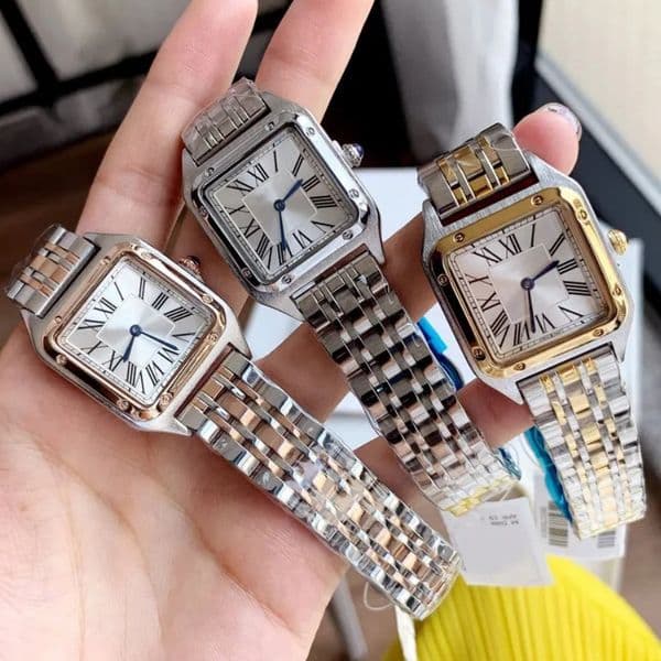 Watch Woman Designer Women Watch lady Fashion Simplicity Quartz Rose Gold high quality Watches Stainless Steel Square Dial Clock Montre Femme Clover Ring