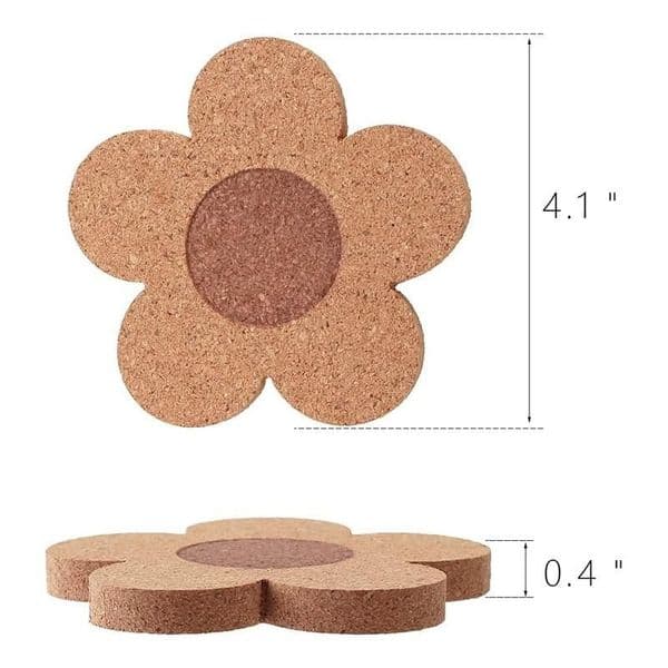 Classic Cork Mats Pads Coasters Drinks Reusable Natural Cork 4 inch Flower Shape Wood Coaster For Desk Glass Table
