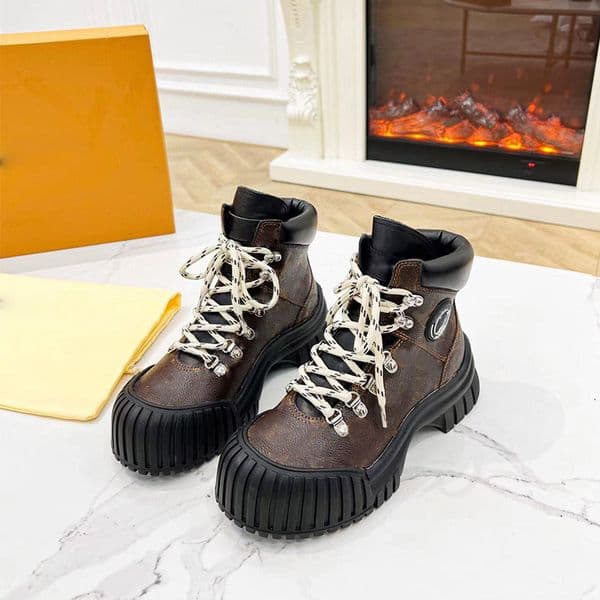 Designer White Booties High Heels Boots Women Black Brown Leather Ruby Flat Ranger Boot Shoes 35-41
