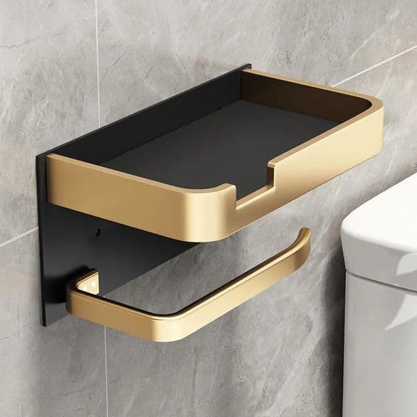 Holders Space Aluminum Wall Mounted Toilet Tissue Box Paper Roll Holder Phone Storage Shelf Bathroom Accessories 231025