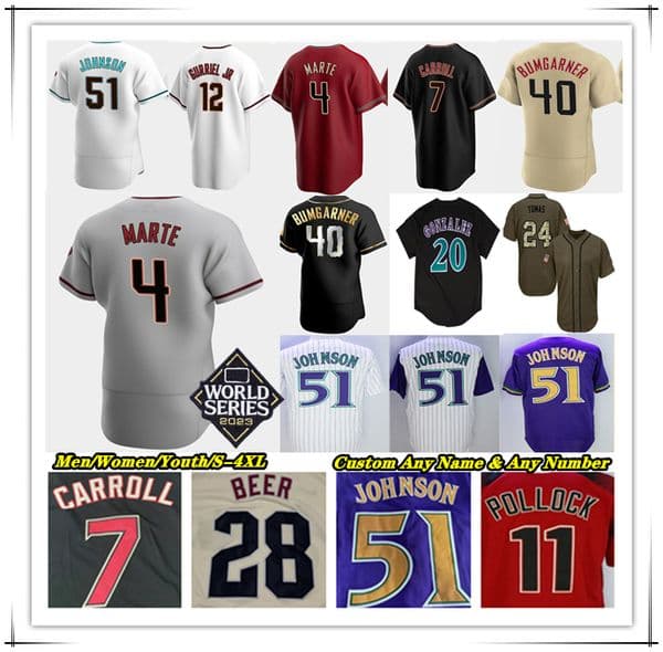 2023 WS World Series Baseball Jersey Dbacks Evan Longoria Geraldo Perdomo Emmanuel Rivera Zac Gallen Merrill Kelly Brandon Pfaadt Seth Beer Jake McCarthy Walker 4XL