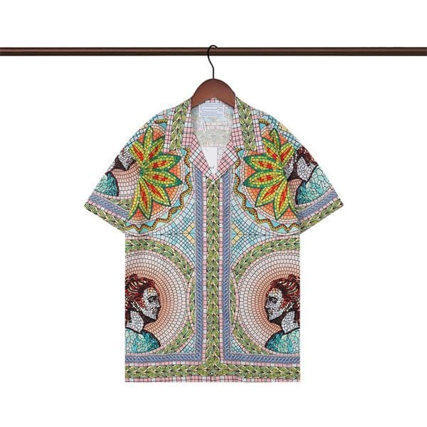 Designer Shirts Mens Fashion Print Plaid bowling shirt Hawaii Casual Shirts Men Slim Fit Short Sleeve Variety