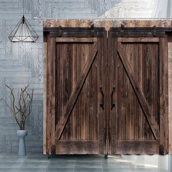 Shower Curtains Old Wooden Door Shower Curtain Farm Barn Door Rural FarmHouse Decoration Polyester Fabric Bath Curtain Bathroom Accessories Set 231030