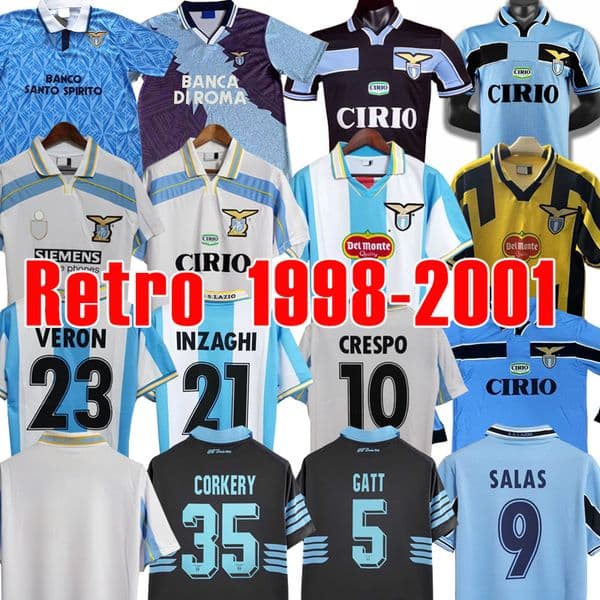 Retro Vintage 1989 1991 1995 1998 Lazio Soccer Jerseys SIMEONE NEDVED 92 95 98 99 00 01 14 GASCOIGNE NESTA VERON CRESPO MIHAJLOVIC Long sleeves Classic football shirt