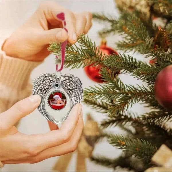 Sublimation Angel Wing Ornament Christmas Decorations Gold Sier Blan Xmas Tree Hanging Can Customize Your Own Image and Background FY3980 1031