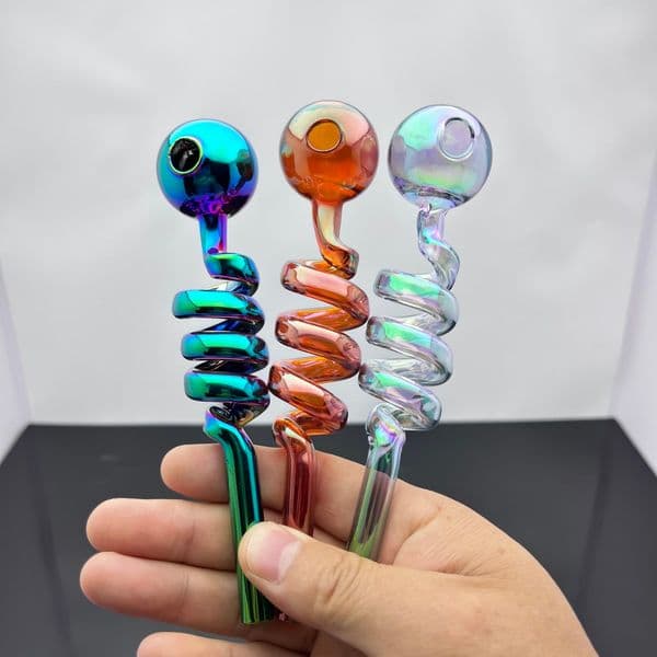 Glass Oil Burner Pipes hookah Glass Smoking bongs Smoke Pipes Multiple colored spiral glass direct fired pot pipes