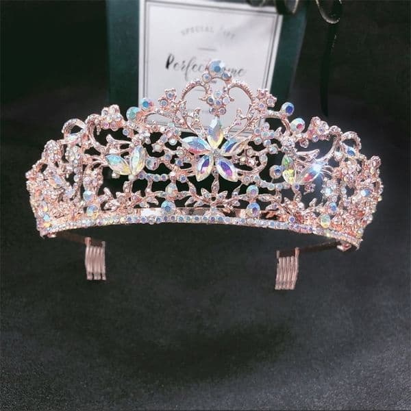 Wedding Hair Jewelry Baroque Vintage Rose Gold Color Crystal Flowers Bridal Tiaras Crown Pageant Crowns With Comb Accessories 220831
