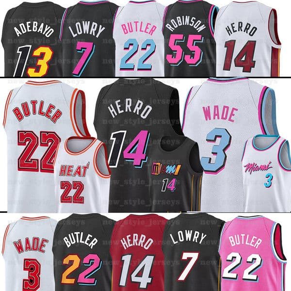 Jimmy Butler Miamis Basketball Jerseys 22 Dwayne Dwyane 3 Wade Tyler 14 Herro Kyle 7 Lowry Bam 13 Adebayo