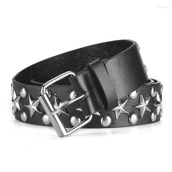 Belts Punk Rivet Rock With Pin Buckle Star Beads Leather Belt For Women Men Studded Dress Jeans Ceinture Femme