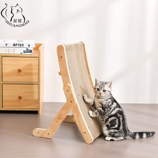Cat Furniture Scratchers Solid Wood Anti Scratcher Scratch Board Kitten Corrugated Paper Pad Vertical Pet Toys Grinding Nail Scraper Mat 220906