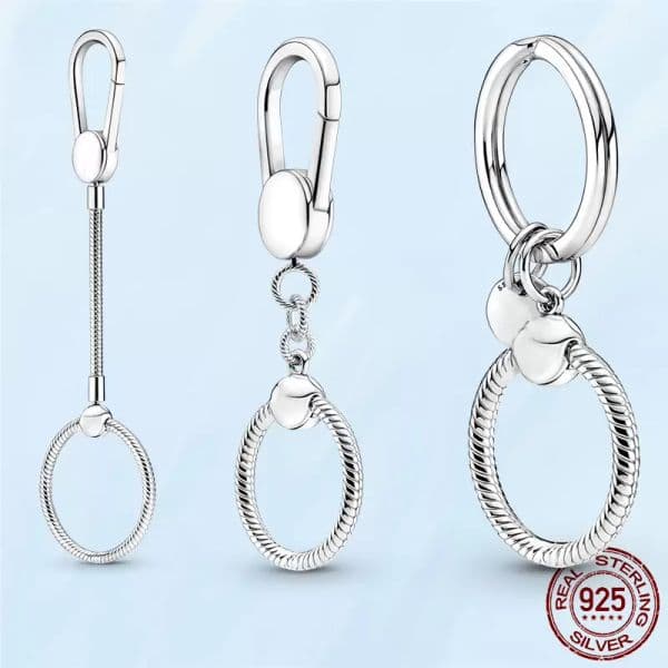 New Popular 925 Sterling Silver Small Bag Charm Holder Key Ring For Jewelry Making Gifts Women Fashion Accessories