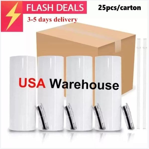 perfume 2026 Local Warehouse Sublimation Mugs Tumblers 20 Oz Stainless cologne Steel Straight Blank White Tumbler With Lid And Straw For Heat Transfer DIY Gift