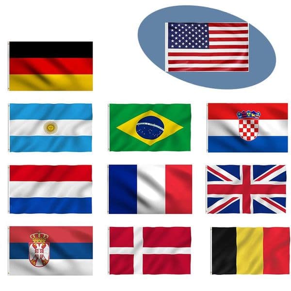 American 3X5fts Banner Flags Australia Russia Brazil Ukraine European Union Canada Flag Double Sided Printed Polyester