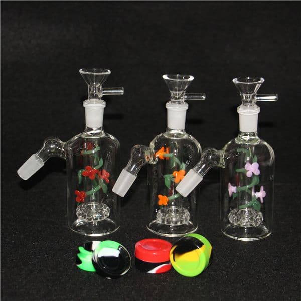 Mini Clear Thick Glass Bong Hookahs 14mm glass Ash Catcher Stereo Matrix perc ashcatcher 14 mm joints