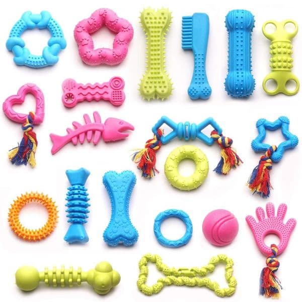 Dog Toys Chews Rubber Ball Tug Squeaky Teething Durable Chew For Puppies And Small Dogs