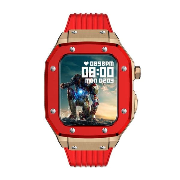 Luxury Watch Bands Cases For Apple Smartwatch 8 7 6 5 4 Metal Rugged Protective Covers with Soft Silicone Straps Compatible with iwatch 44mm 45mm