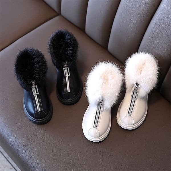Boots Children Shoes for Girl Kids Fashion Boots Korean Winter Platform Boots Warm Leather Solid Black Little Girl Shoes 220913