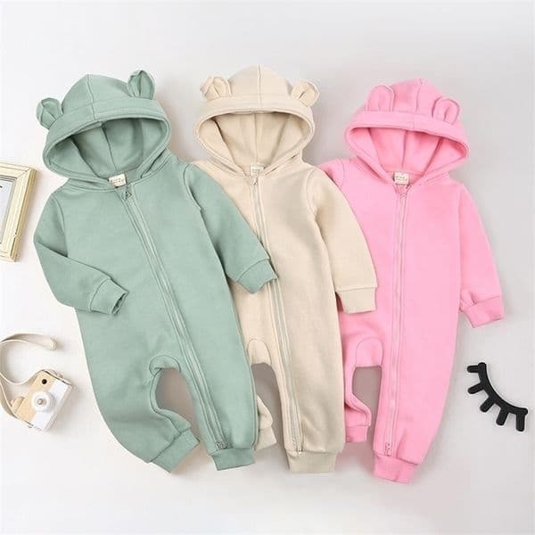 Rompers Bodysuit For born Rompers Baby Boys Girls Clothes Long Sleeve Solid Hoodies Bear Jumpsuit Costume Infant Onesies 3M24M 220913