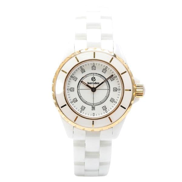 Ladies fashion elegant watch famous designer to create white and black ceramic manufacturing diamond inlaid glow-in-the-dark function depth waterproof